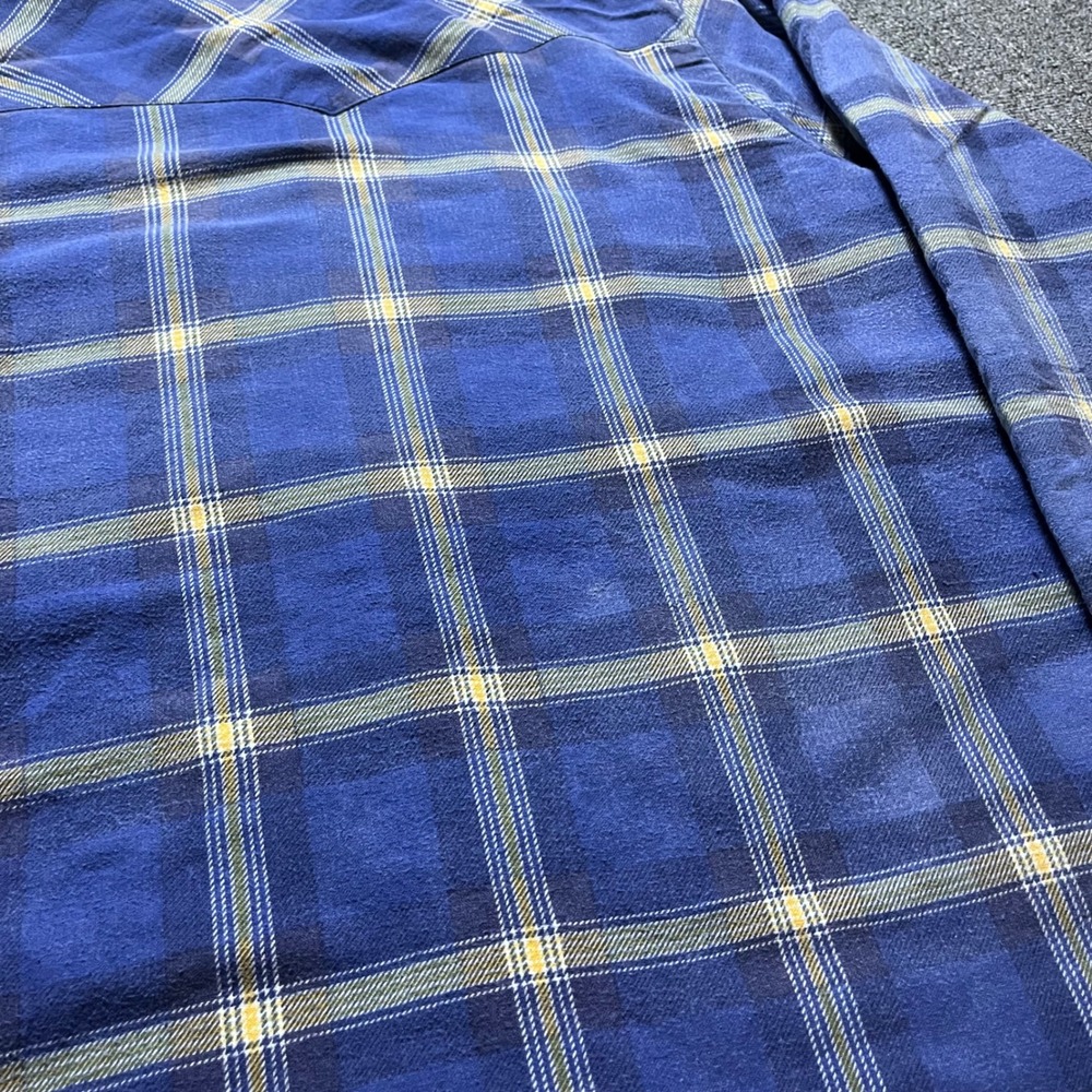 Vintage Wrangler Western Shirt Jacket Large Blue Plaid Quilted Pearl Snap 90s - Picture 8 of 13
